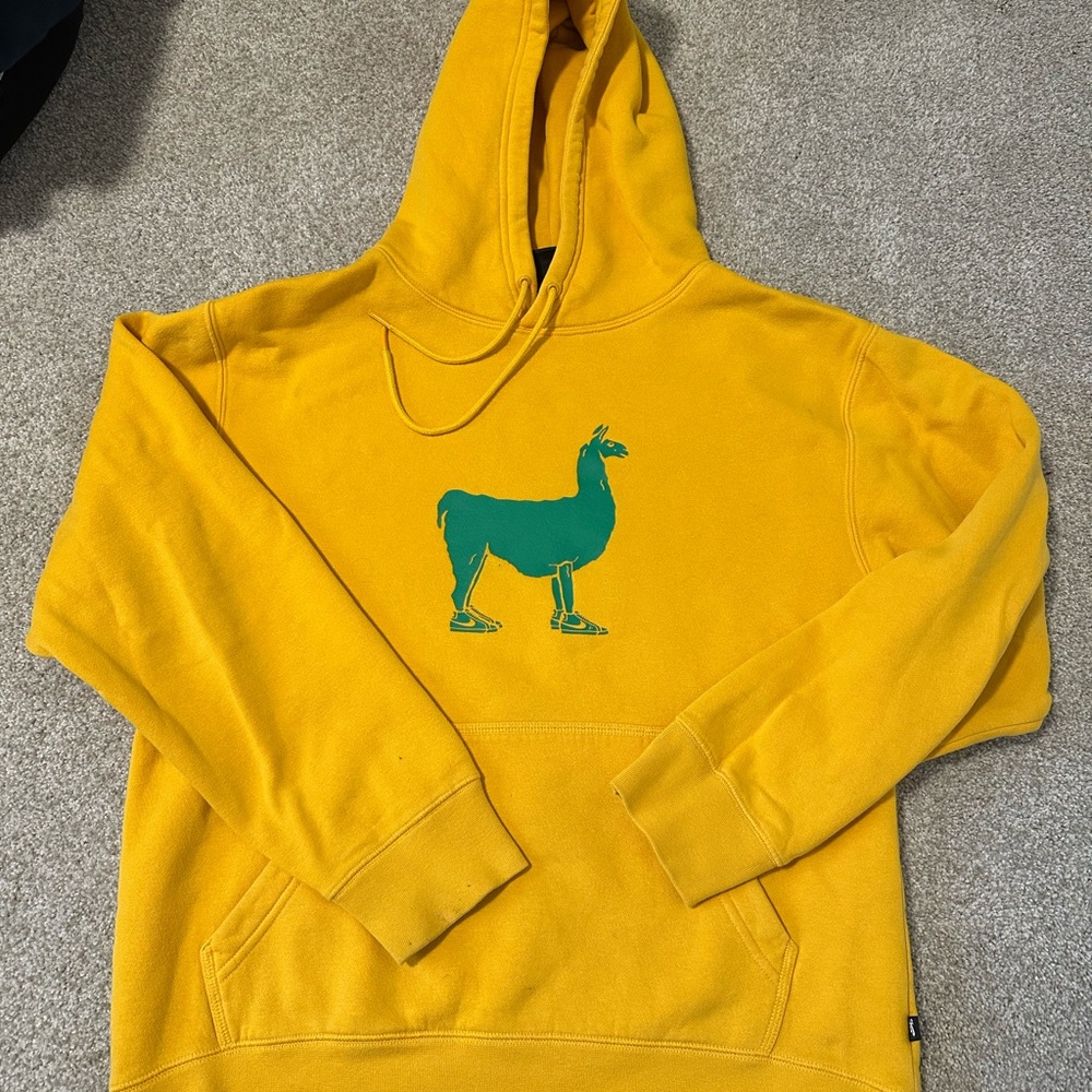 Nike Yellow Hoodie with Green Llama Graphic